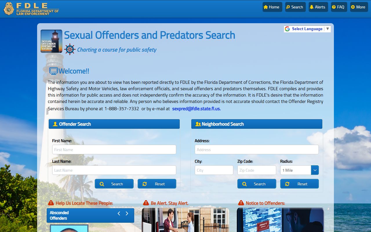 FDLE sex offender and predator search linked from the Martin County Sheriff site